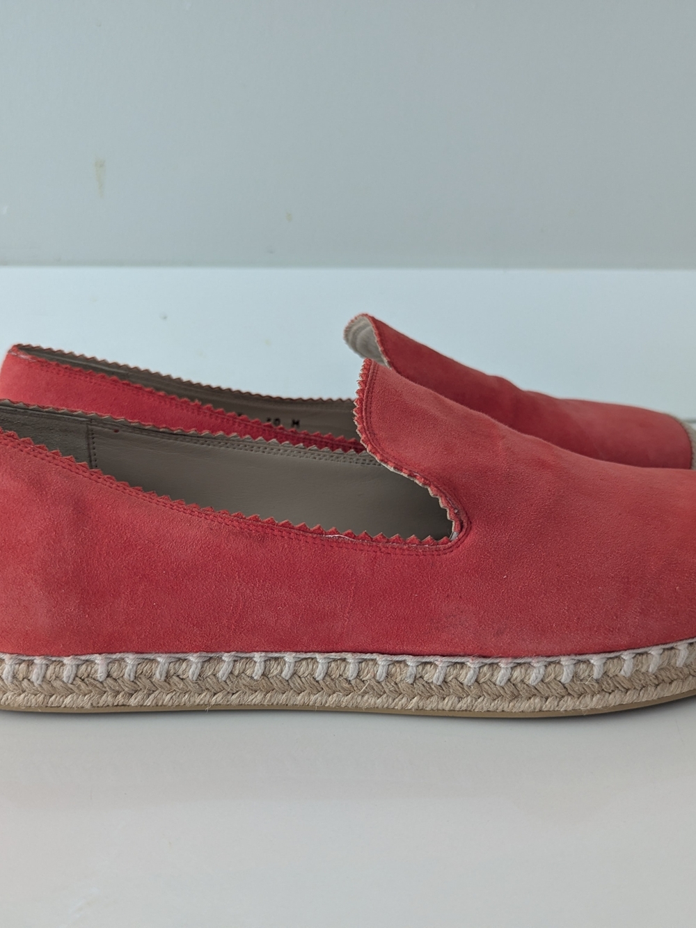 Women's Stuart Weitzman Coral Red Suede Espadrille Loafers Size 10 Shoes